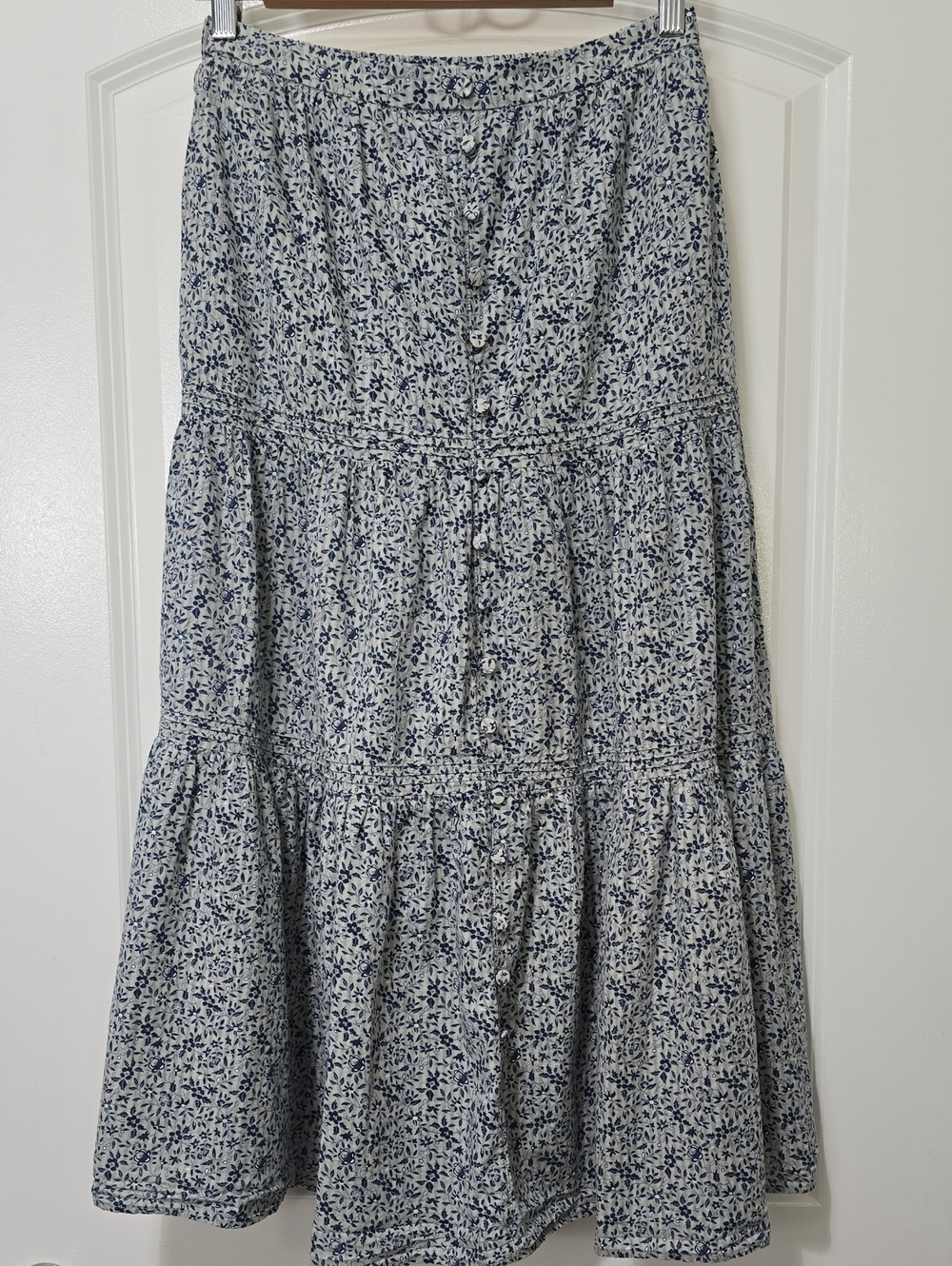 Madewell Button-Front Tiered Maxi Skirt 100% Cotton SOLD OUT ONLINE